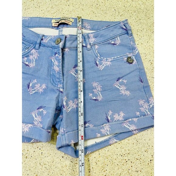 Palm shorts Maison Scotch Purple Palm Tree Beach Print Cuffed Denim Shorts 25 XS - Picture 6 of 9